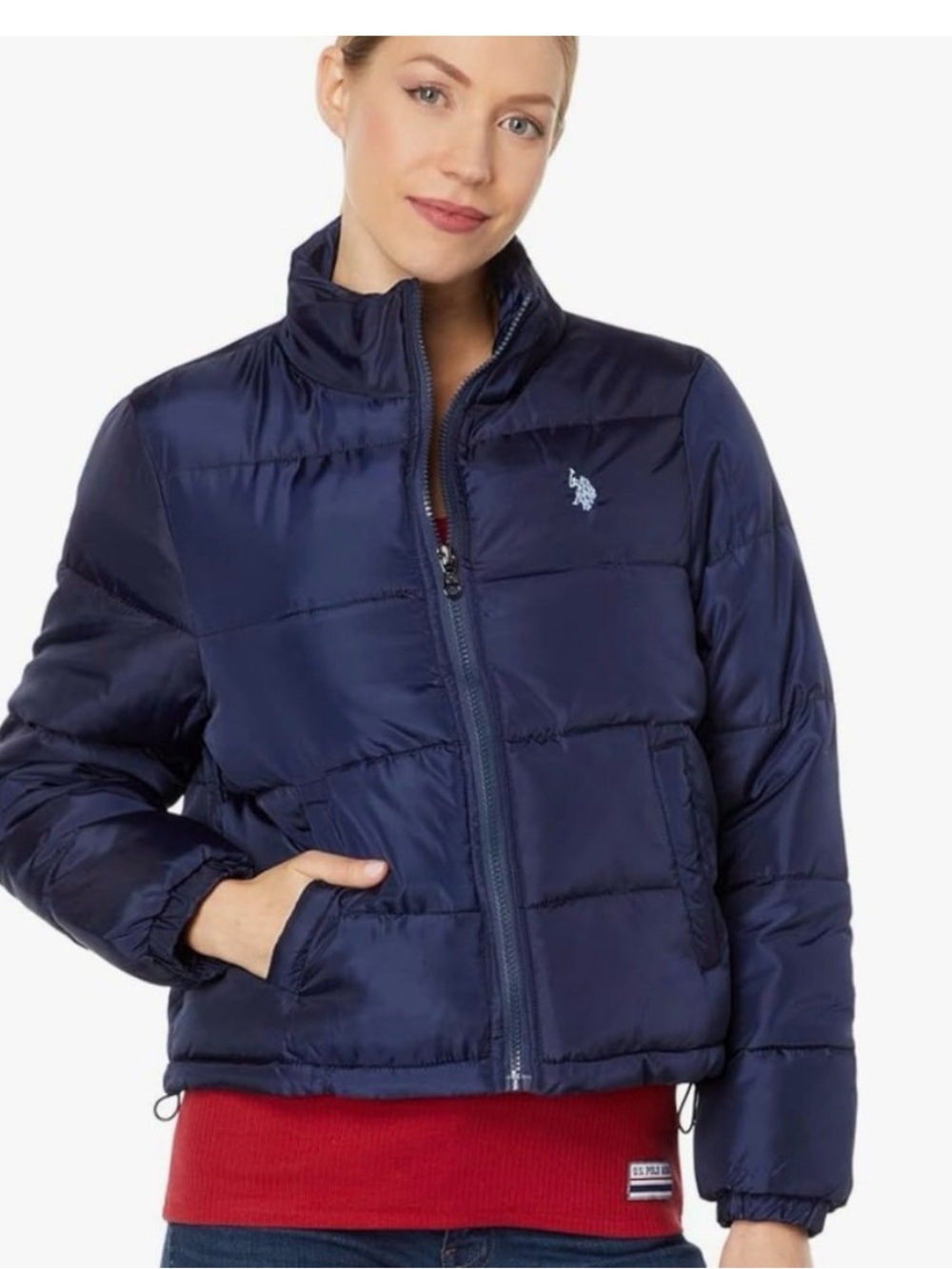 U.S. Polo Assn. Dark Blue Cropped Puffer Jacket